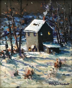 "Evening Light, Haycock Township" Bucks County PA Winter Snow Scene Oil Painting