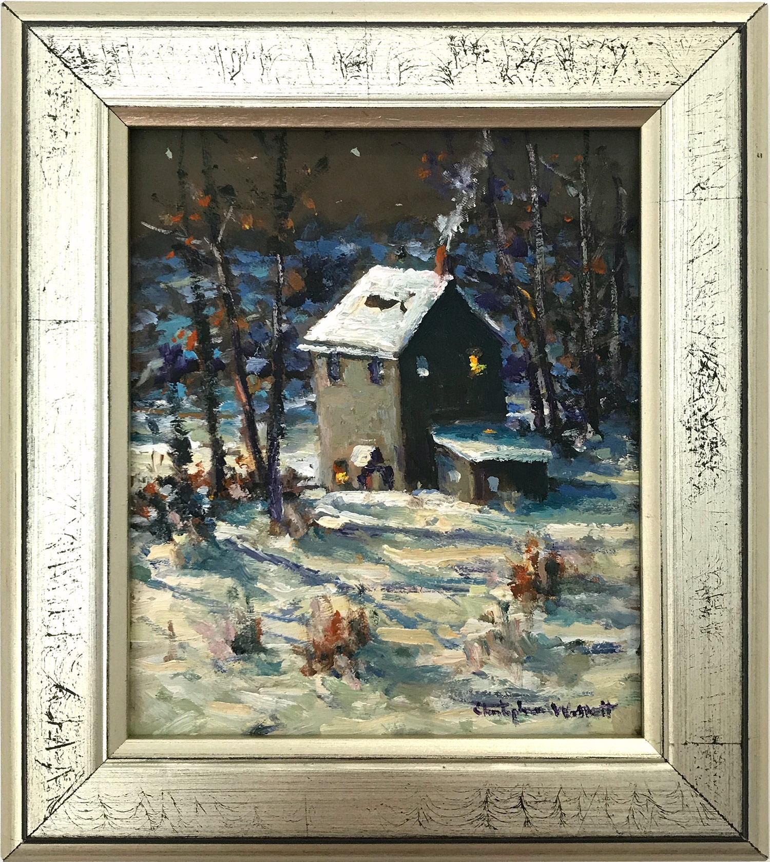 "Evening Light, Haycock Township" Bucks County PA Winter Snow Scene Oil Painting