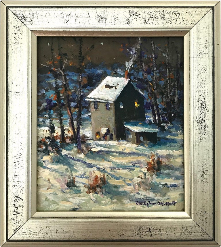 Christopher Willett Landscape Painting - "Evening Light, Haycock Township" Bucks County PA Winter Snow Scene Oil Painting