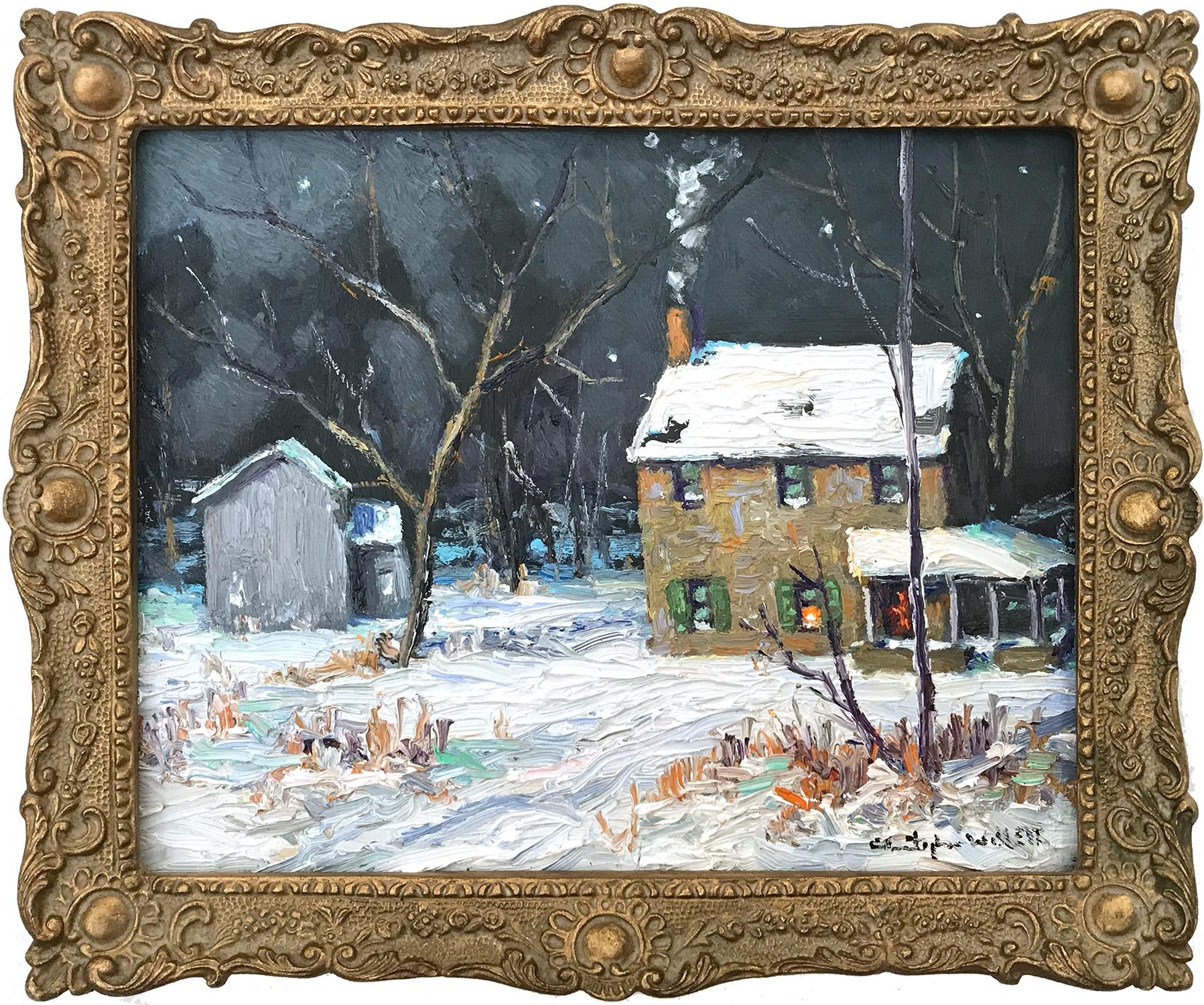 "Buckingham PA, Back Rd." Bucks County Winter Snow Scene Landscape Oil Painting