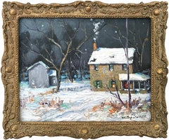 "Buckingham PA, Back Rd." Bucks County Winter Snow Scene Landscape Oil Painting