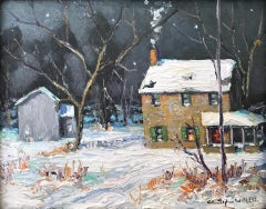 "Buckingham PA, Back Rd." Bucks County Winter Snow Scene Landscape Oil Painting