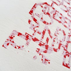Ben Buswell, Untitled (euphemism), 2016, transfer letters on paper, 19.75 x 18"