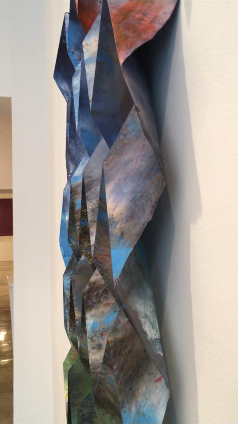 Shiramine, mixed media on folded paper - Black Abstract Sculpture by Caleb Nussear