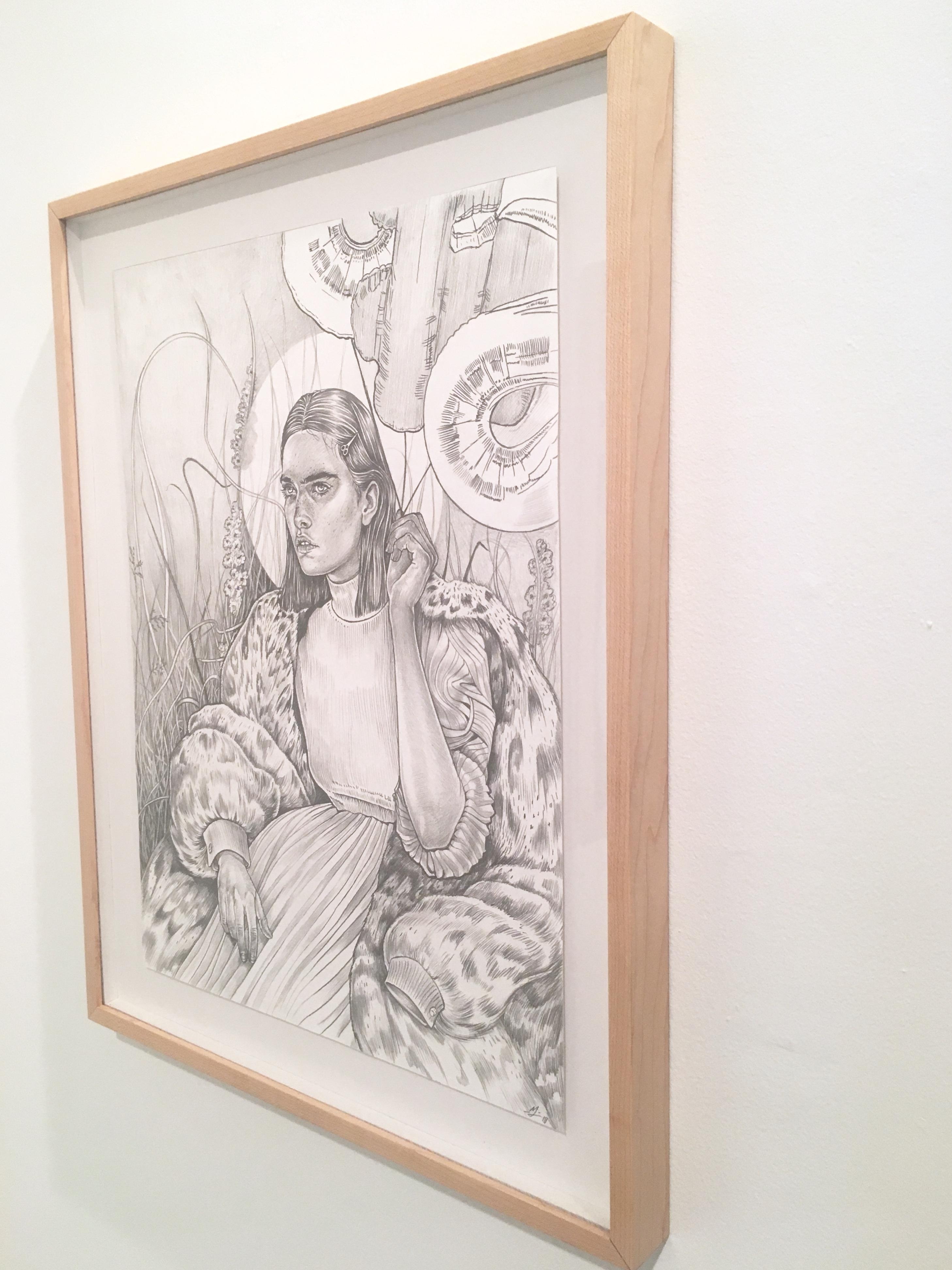Mystical Garden, graphite on paper, framed - Contemporary Art by Martine Johanna