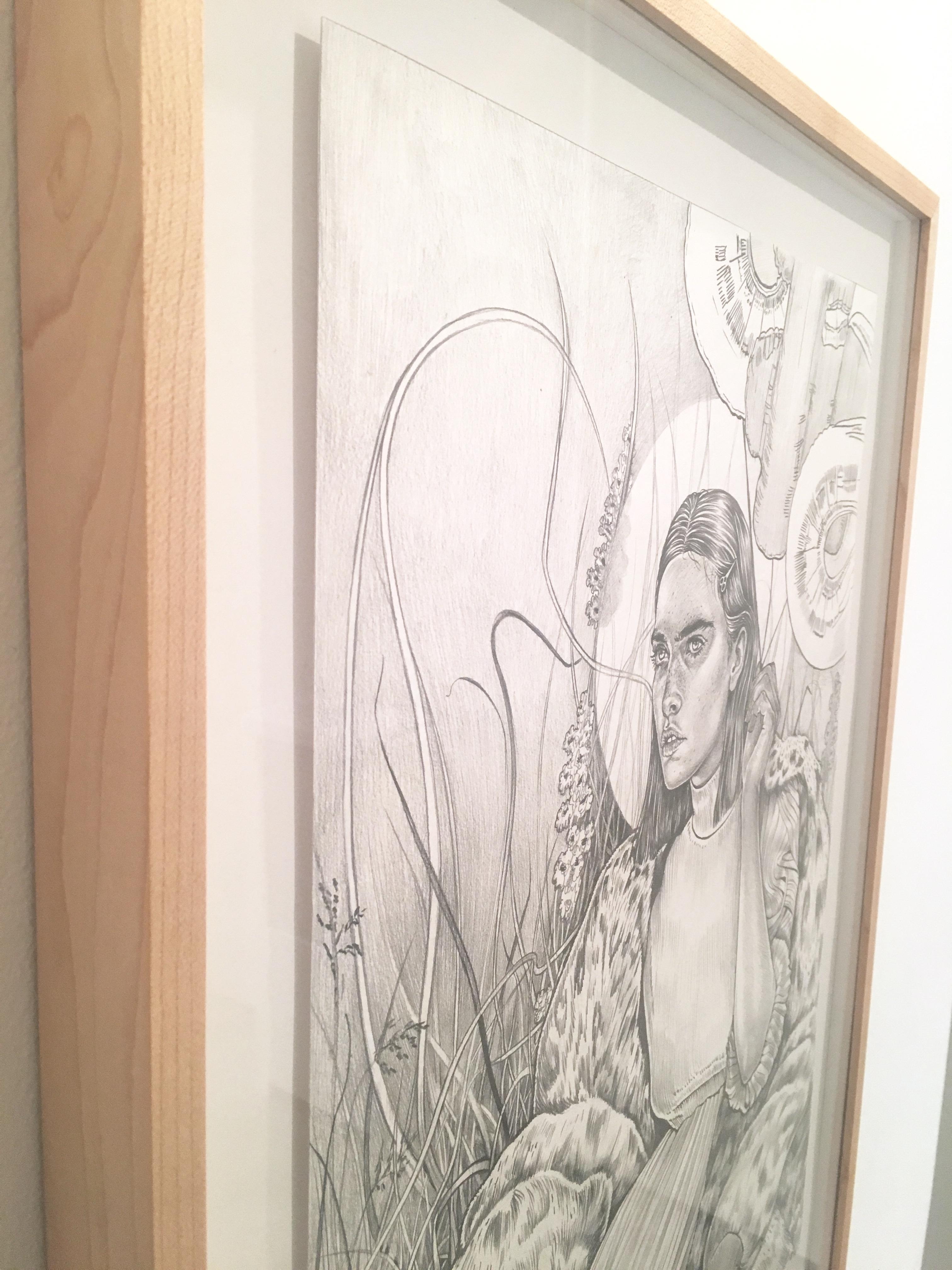 Mystical Garden, graphite on paper, framed For Sale 1