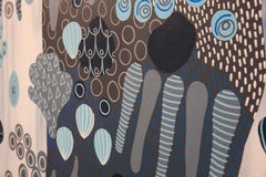 Décorateur 68 - peinture abstraite à l'acrylique sur toile:: vert:: bleu:: blanc:: personnage