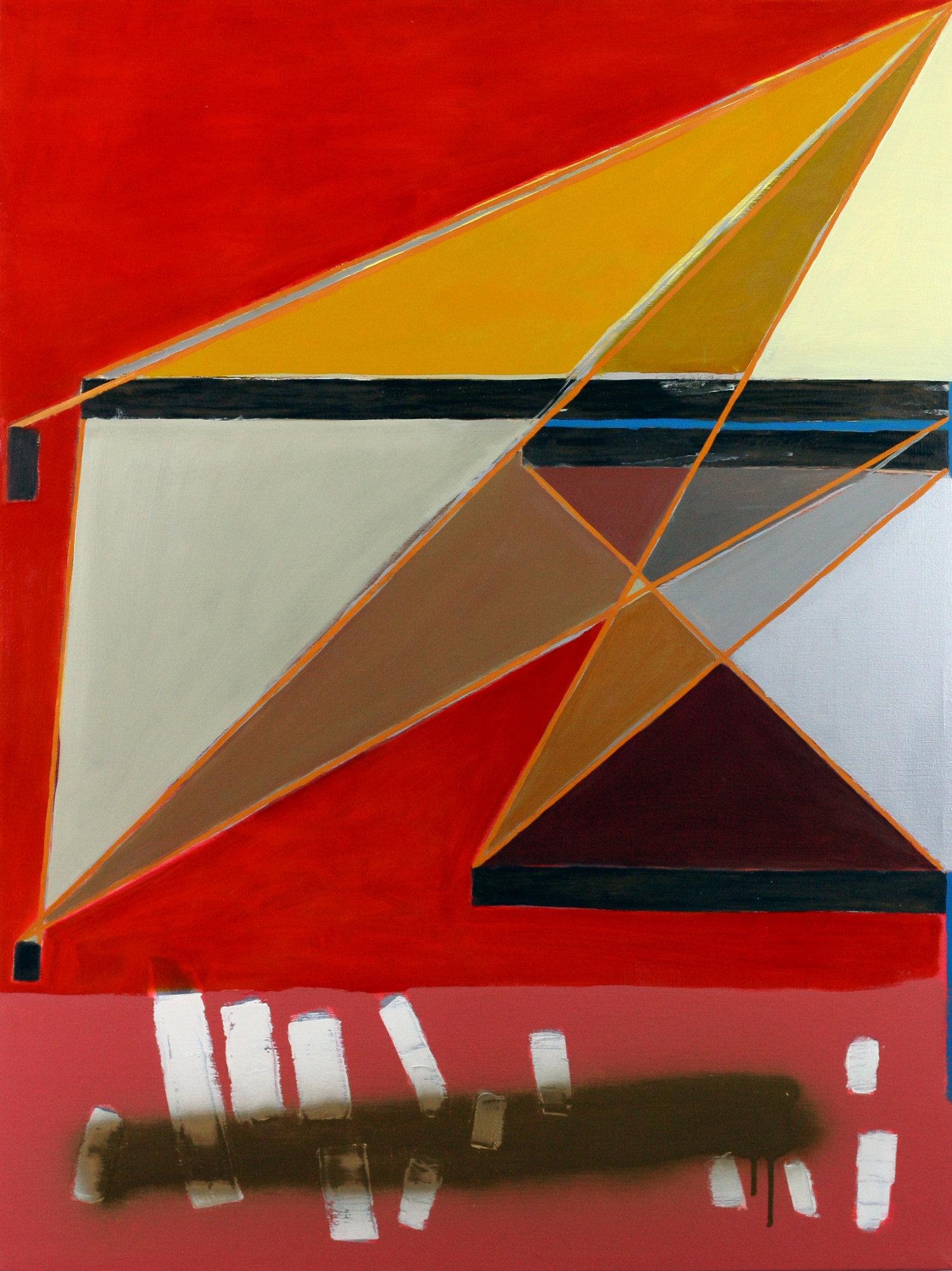 Michael Giles Abstract Painting - He was beautiful without ever having spoken a word - red, geometric - Abstract