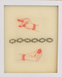 Chelsea Velaga Gerahmte Tinte & Wachs - Zeitgenössische Mixed Media - ""Mudra 3""