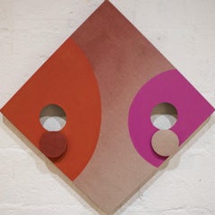 Skulpturales Gemälde ohne Titel – abstraktes Öl- und Acrylgemälde auf Leinen, Rosa, Orange, Tan