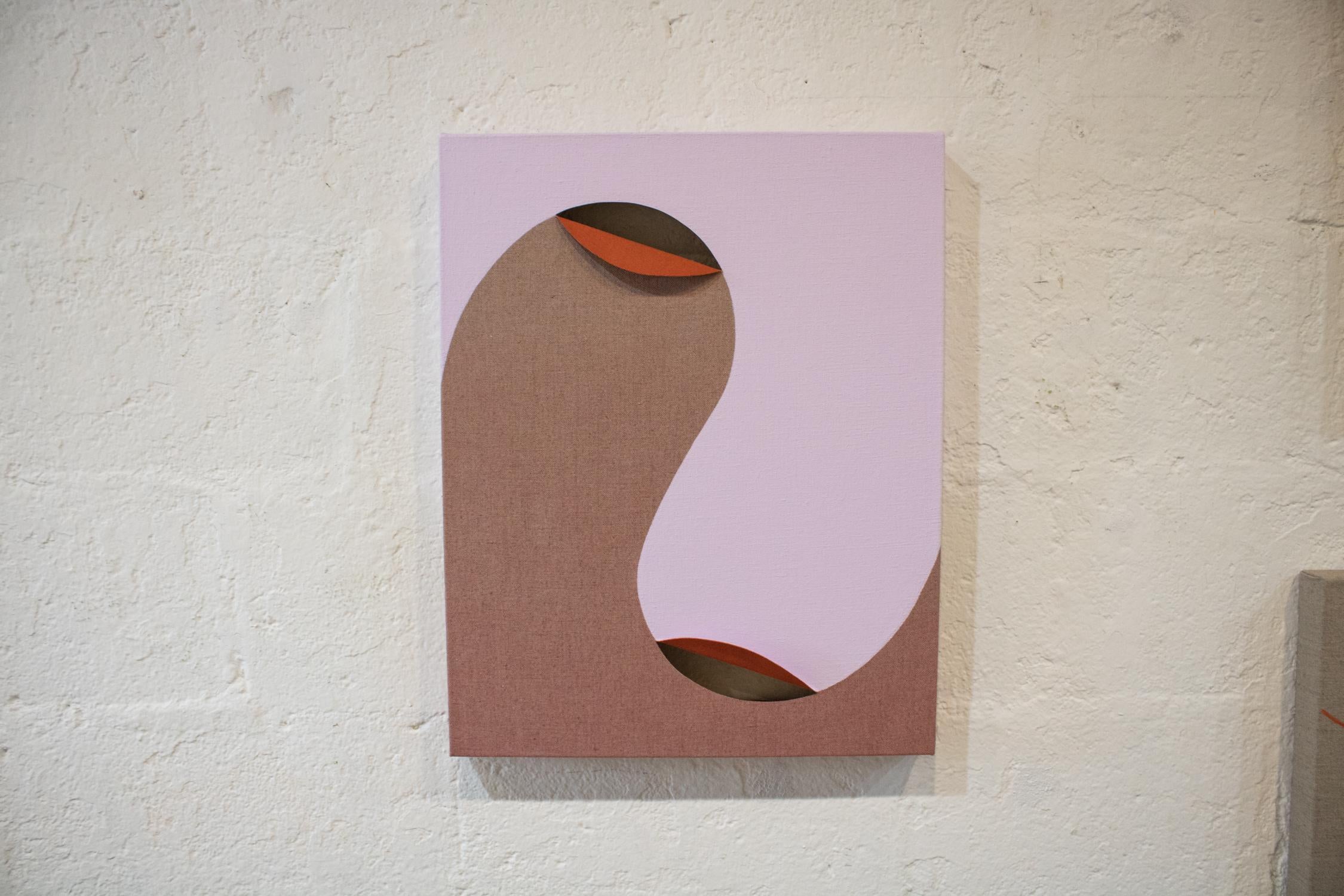 DYAD 22 - Contemporary - Oil & Acrylic on Linen, Pink, Tan, Feminist  - Sculpture by Linda King Ferguson