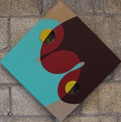 DYAD 8 - Quadro scultoreo quadrato - Olio e acrilico contemporaneo su lino