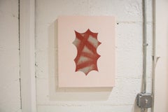 APERTURE - sculptural contemporary painting, pink, red, cut-out, linen