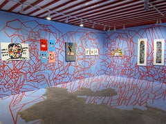 LETRA TINTA PRENSADA SOBRE PAPEL, PANEL VI - Abstracto Contemporáneo - Rosa, Azul, Verde