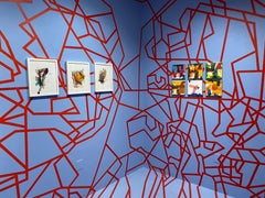 LETRA TINTA PRENSADA SOBRE PAPEL, PANEL V - Abstracción geométrica con tonos tierra