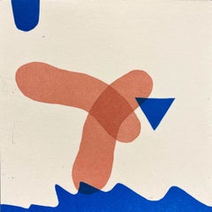 LETTERA STAMPATA A INCHIOSTRO SU CARTA, PANNELLO IV - Astratto contemporaneo - Bianco e blu