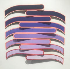 Laminae - Purple Acrylic Paint on Cut and Sculpted Wood Panel, 2020 