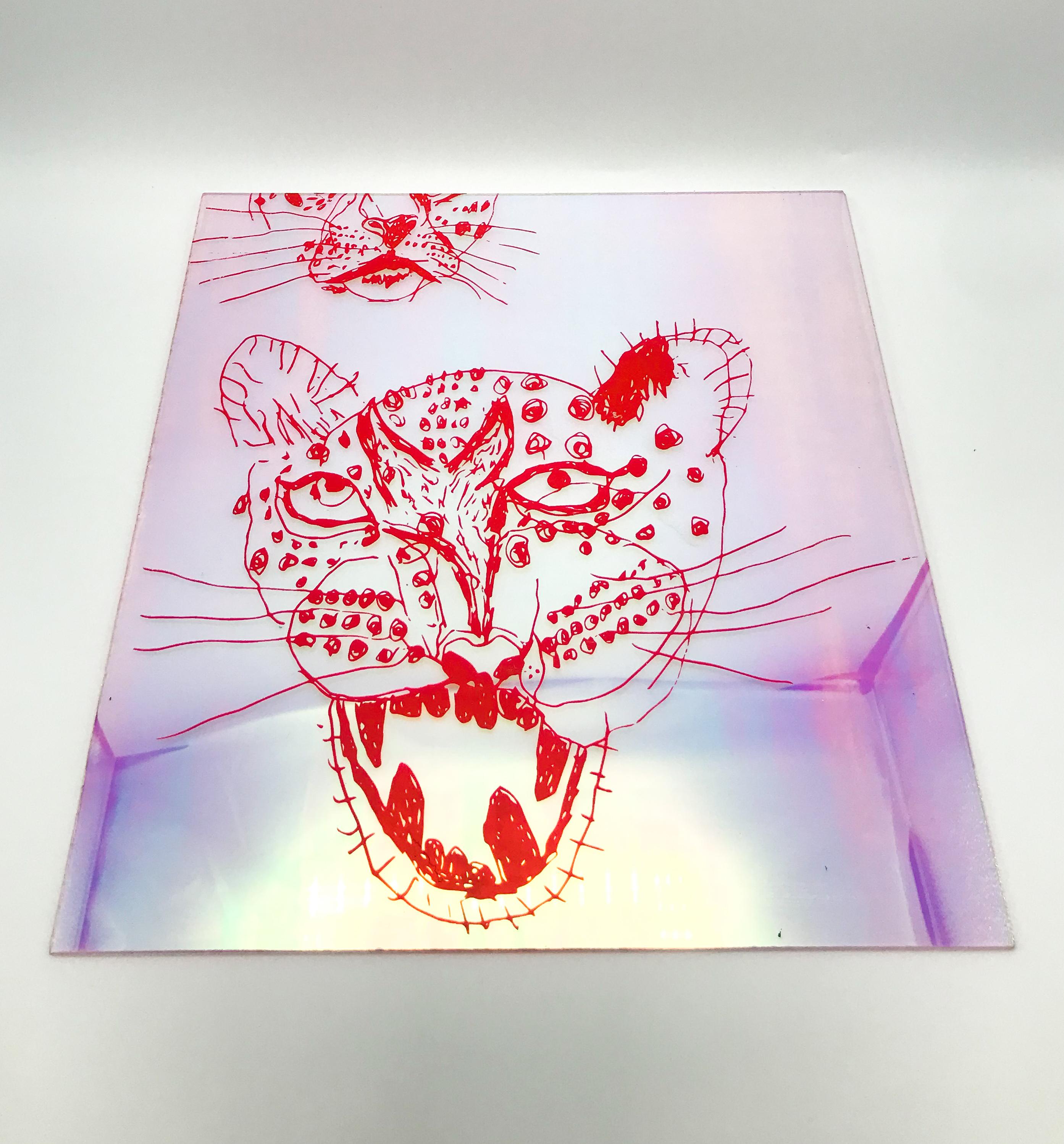 Acrylic Collaboration with Amber Ibarreche, Cheetah Print - Mixed Media Art by Marcus Manganni