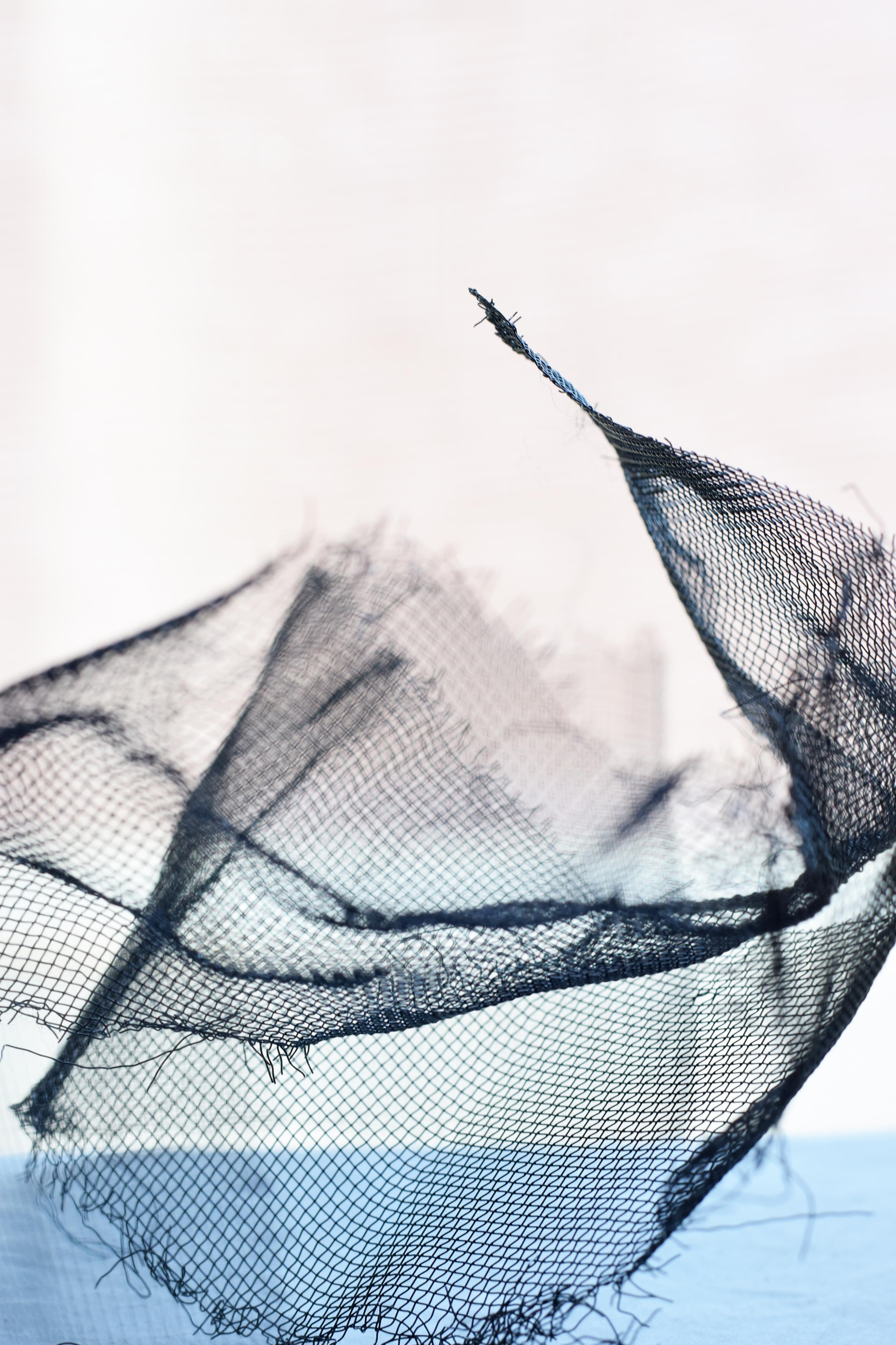 Carleigh Thomas Abstract Photograph - WIRE MESH - Limited Edition Print on Handmade Archival Paper - Black White, Blue