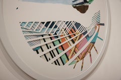 PLATOS GIRATORIOS - Pintura Abstracta Paisaje Circular con Moderno de Mediados de Siglo