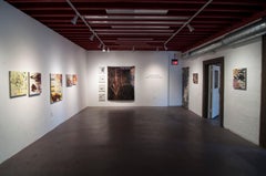 Fallen Sun Song - Dyed and Bleached Denim Painting with Grommets, stripes, brown