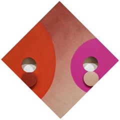 PINTURA ESCULTURAL INTEGRADA -Oleo y acrílico abstractos sobre lino, rosa, naranja, tostado