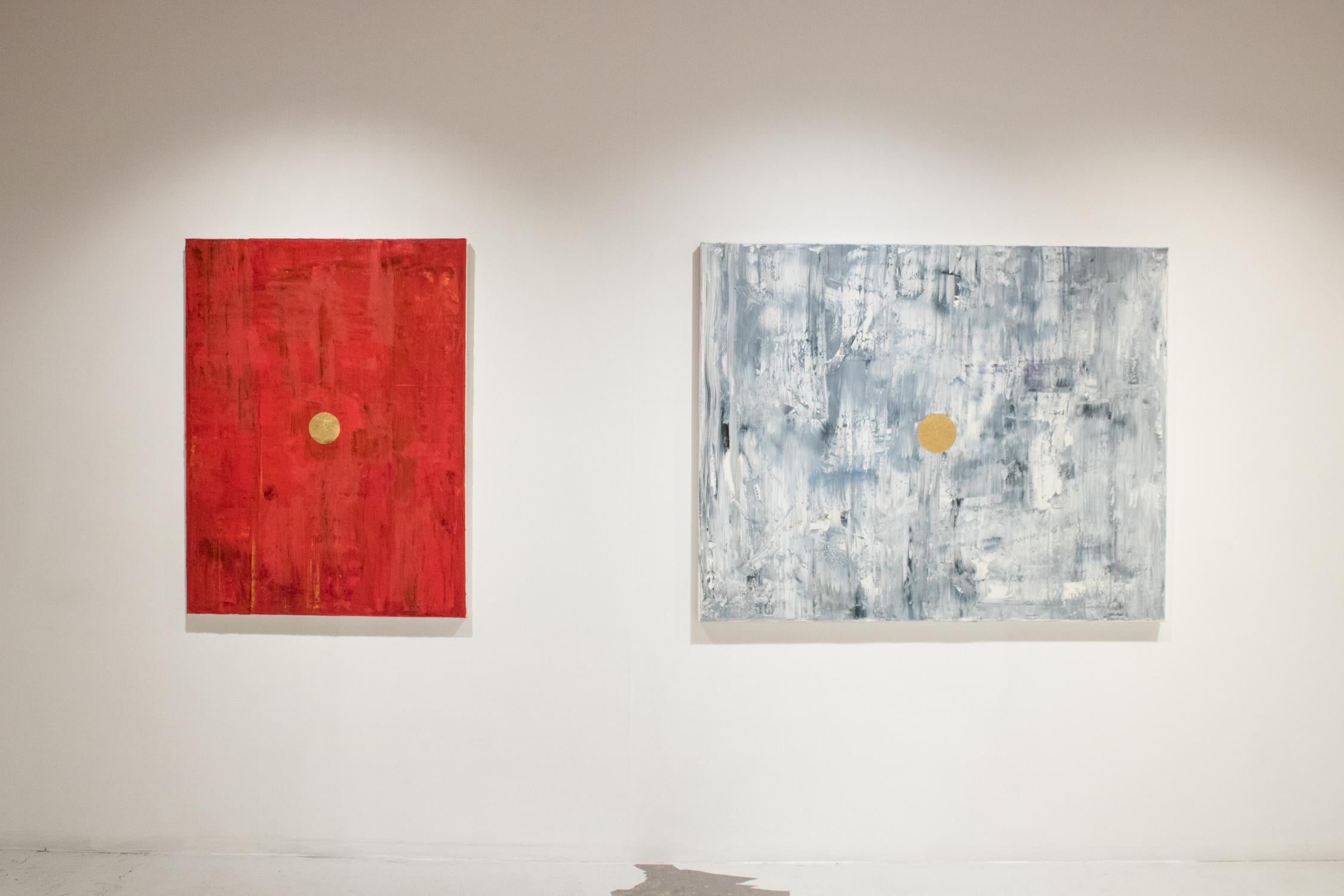 ROJO NO. 1 - Huile et feuille d'or sur toile, rouge abstrait, contemporain - Or Abstract Painting par Yuri Figueroa