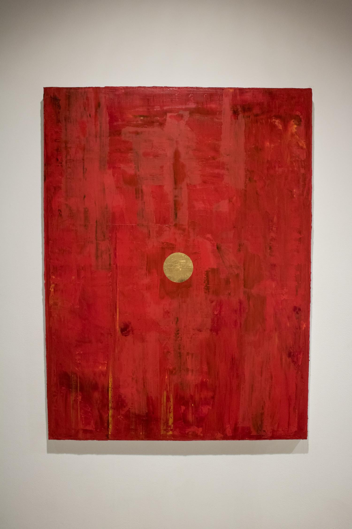 ROJO NO. 1 - Oil and Gold leaf on canvas, abstract red, contemporary  For Sale 2