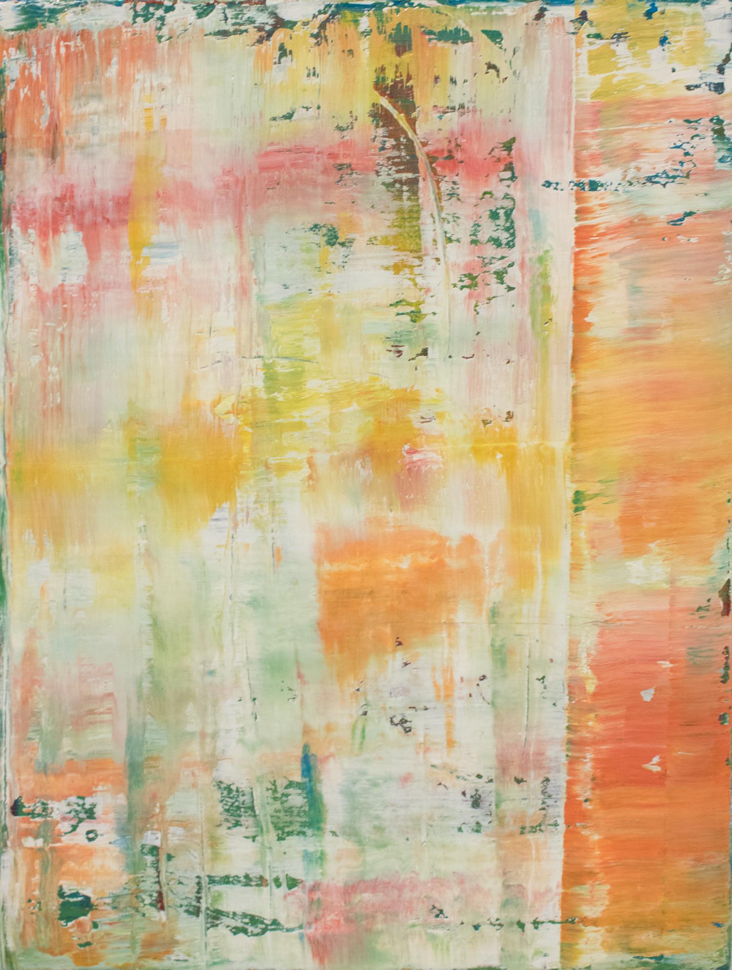 UNTITLED NO. 4 - Oil on Canvas, contemporary abstract pink, green, white, yellow - Painting by Yuri Figueroa