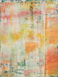 UNTITLED NO. 4 - Oil on Canvas, contemporary abstract pink, green, white, yellow