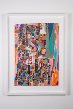 PWW-777 - Eric Mack - Contemporary Abstract Collage Painting Based off the Grid