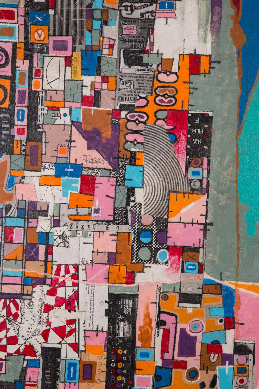 PWW-777 - Eric Mack - Pittura astratta contemporanea a collage basata sulla griglia in vendita 2