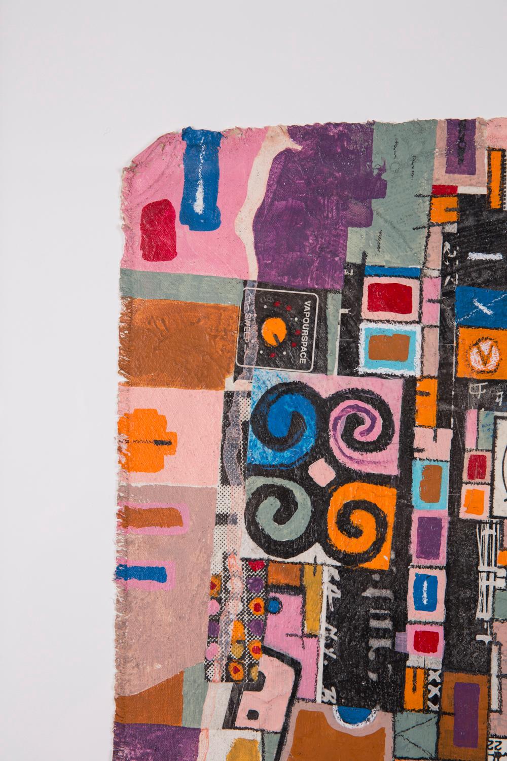 PWW-777 - Eric Mack - Pittura astratta contemporanea a collage basata sulla griglia in vendita 3