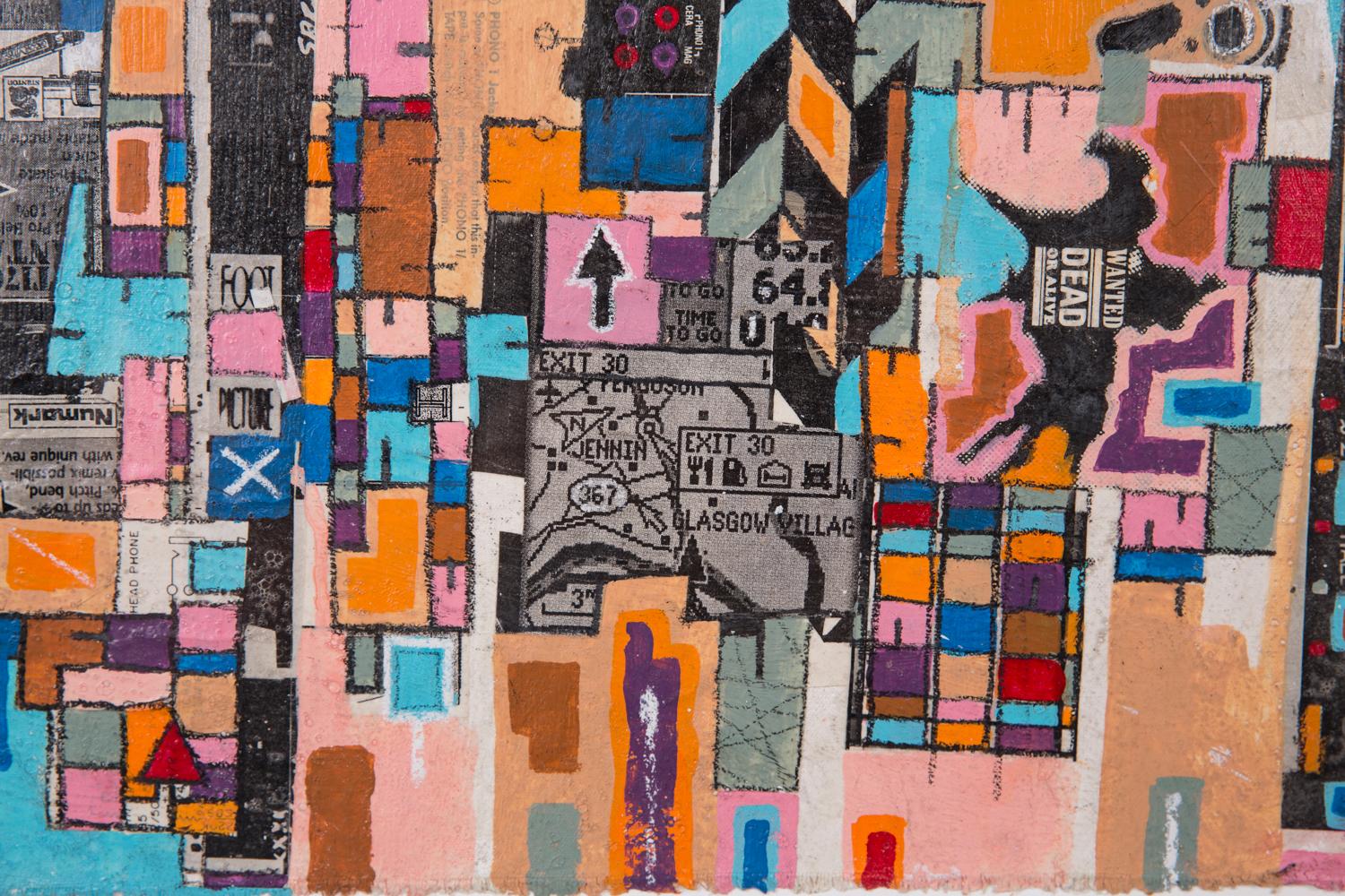 PWW-777 - Eric Mack - Contemporary Abstract Collage Painting Based off the Grid For Sale 2