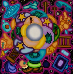 TRANSIT NEBULA DISCONNECT - Nuage surréaliste illustré aux couleurs audacieuses, cubiste