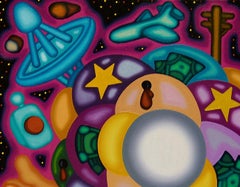 TRANSIT NEBULA DISCONNECT - Illustrative surreal cloud with bold colors, cubist