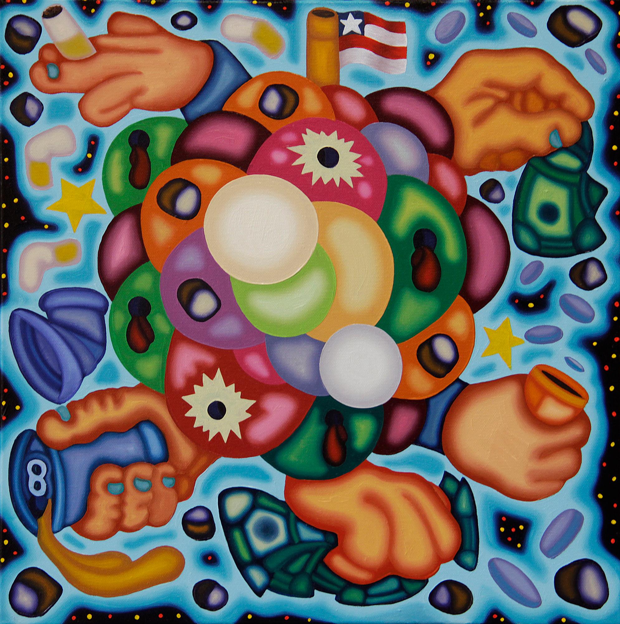 Tougher Pills to Swalla - Bold, Surrealist, Cubist Illustrative Oil Painting