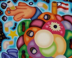 TOUGHER PILLS TO SWALLA - Bold, Surrealist, Cubist Illustrative Oil Painting