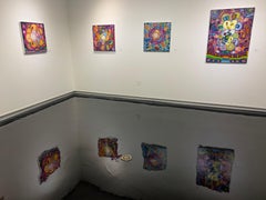 HATS FOR BATS, FLAMES FOR NAMES - Bold, Surrealist, Cubist Oil Painting, Purple