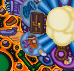 PUBLIC HOUSING (INFLAMMATORY) - Bold, Surrealist, Cubist Oil Painting