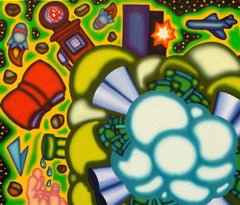 RESOURCES & DISCOURSES - Green, Blue Nebula Oil Painting, Surreal Illustration