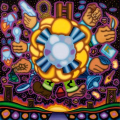 CONSUMO NACIÓN BOOM - Pintura al óleo de la nebulosa púrpura, paisaje espacial surrealista