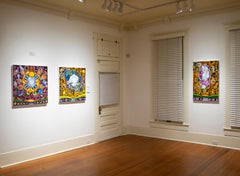 CONSUMPTION NATION BOOM - Purple Nebula Oil Painting, Surreal Spacescape