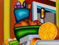 CATAFALQUE STILL LIFE - Cubist, Bright & Bold Orange, Peaches and Cigarette