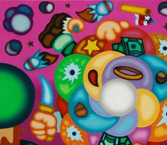 DARK STAR HALO PASS - Bright & Bold Surrealist Cloud Oil Painting, Green