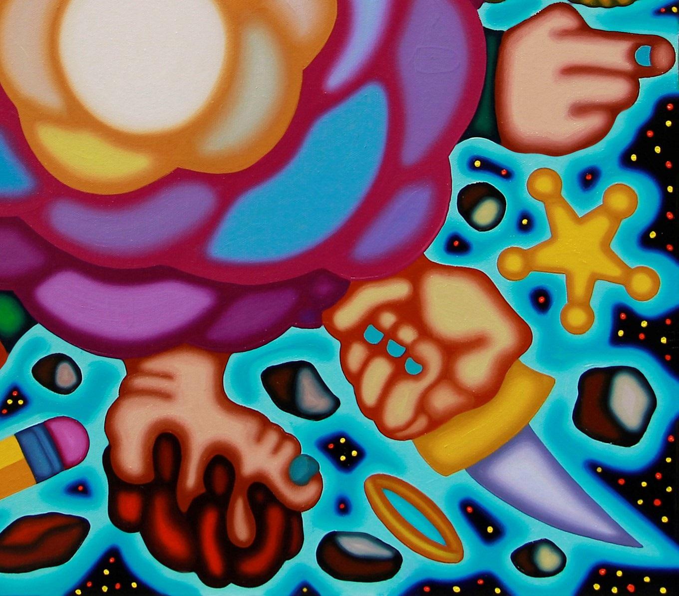 SALVO PROTEST SURGE - Illustrative surreal cloud with bold colors, cubist For Sale 1