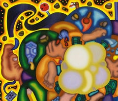FEELING CARCOSA - Illustrative surreal cloud with bold colors, cubist, Yellow