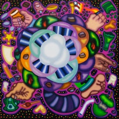 INJURY VICE - Nuage surréaliste illustré aux couleurs audacieuses, violet, espace cubiste 