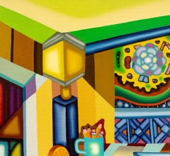 NIGHT TABLE OF THE ASSASSISN - Cubist, Surreal Still Life w/ Bold Colors, Knife