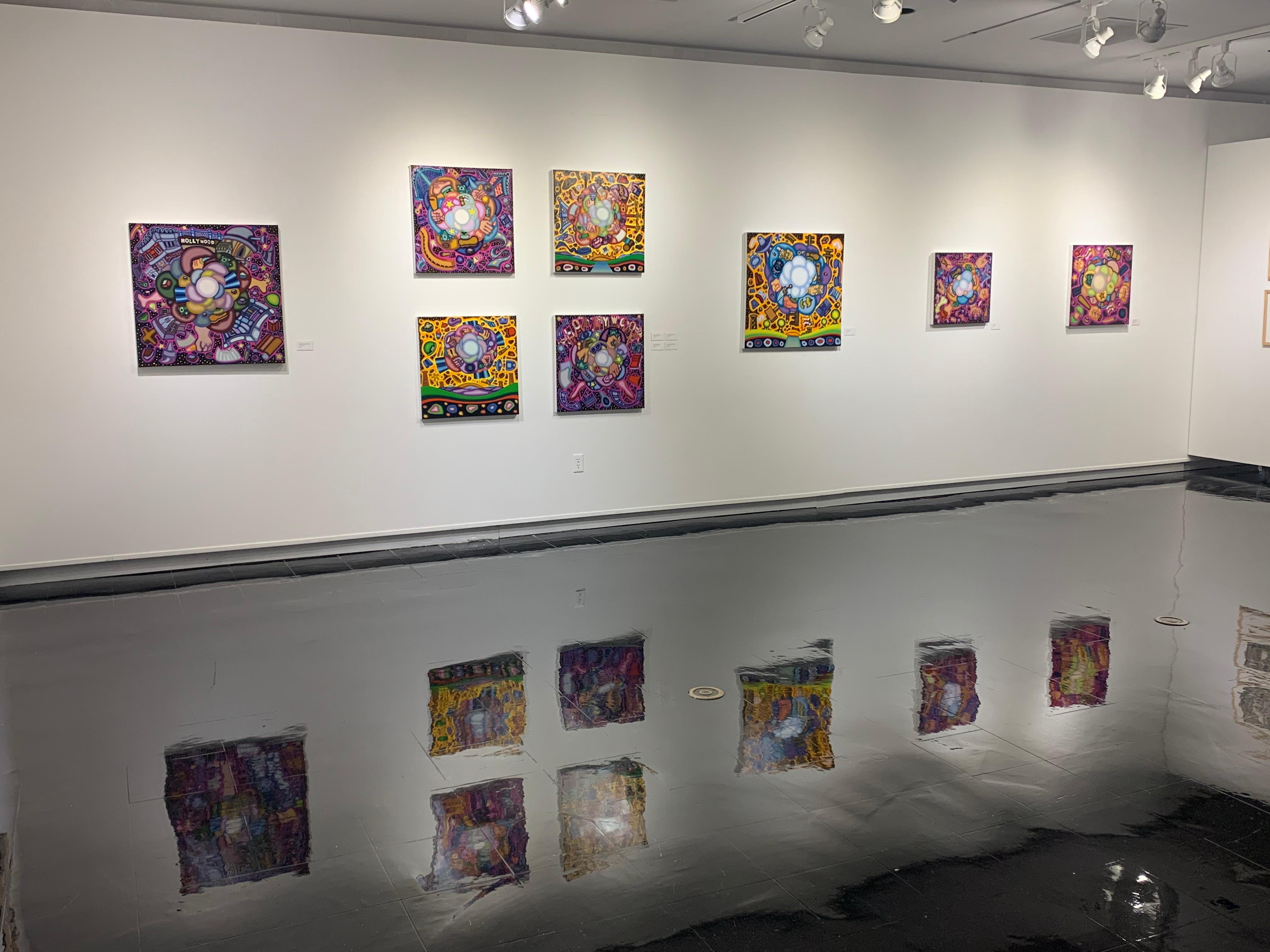 DEDOS - Óleo Ilustrativo Cubista, Surrealista y Atrevido, Morado - Painting Contemporáneo de Jason Stout
